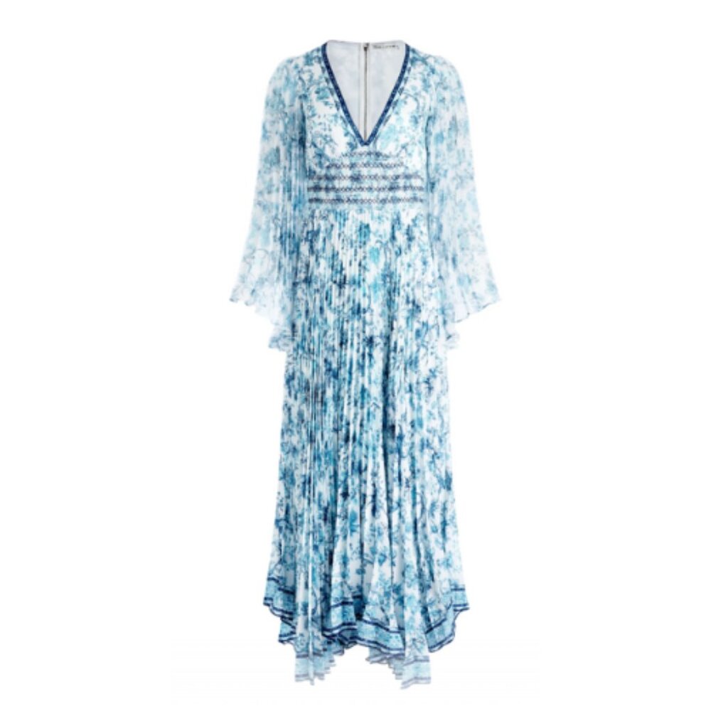 Alice + Olivia Sion Sunburst Maxi Dress Blue